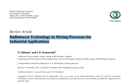 Radiotracer Technology in Mixing Processes for Industrial Applications