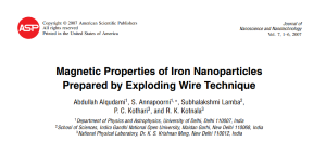 Magnetic Properties of Iron Nanoparticles Prepared by Exploding Wire Technique