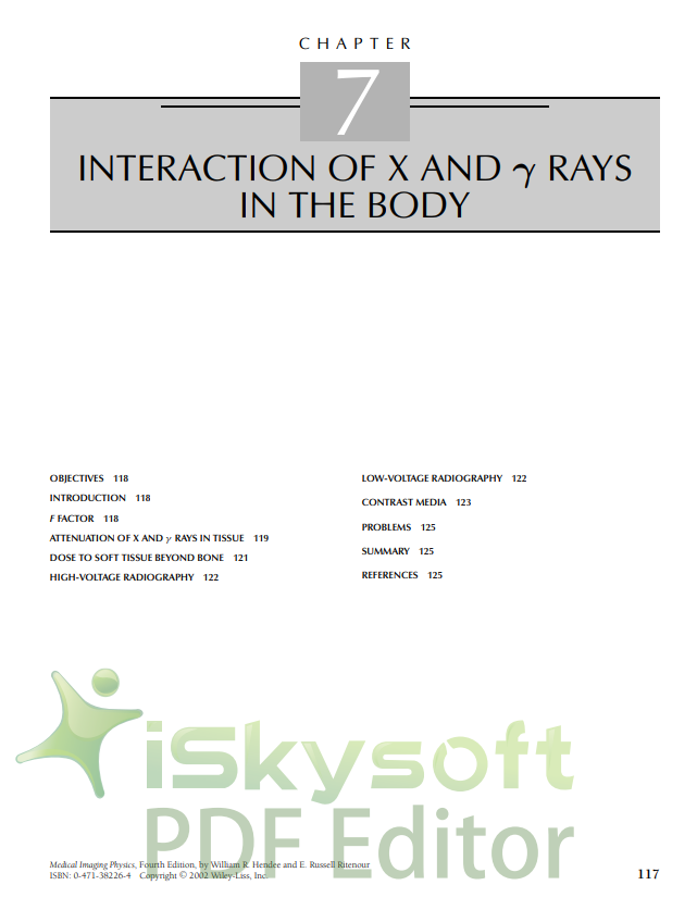 INTERACTION OF X AND γ RAYS IN THE BODY